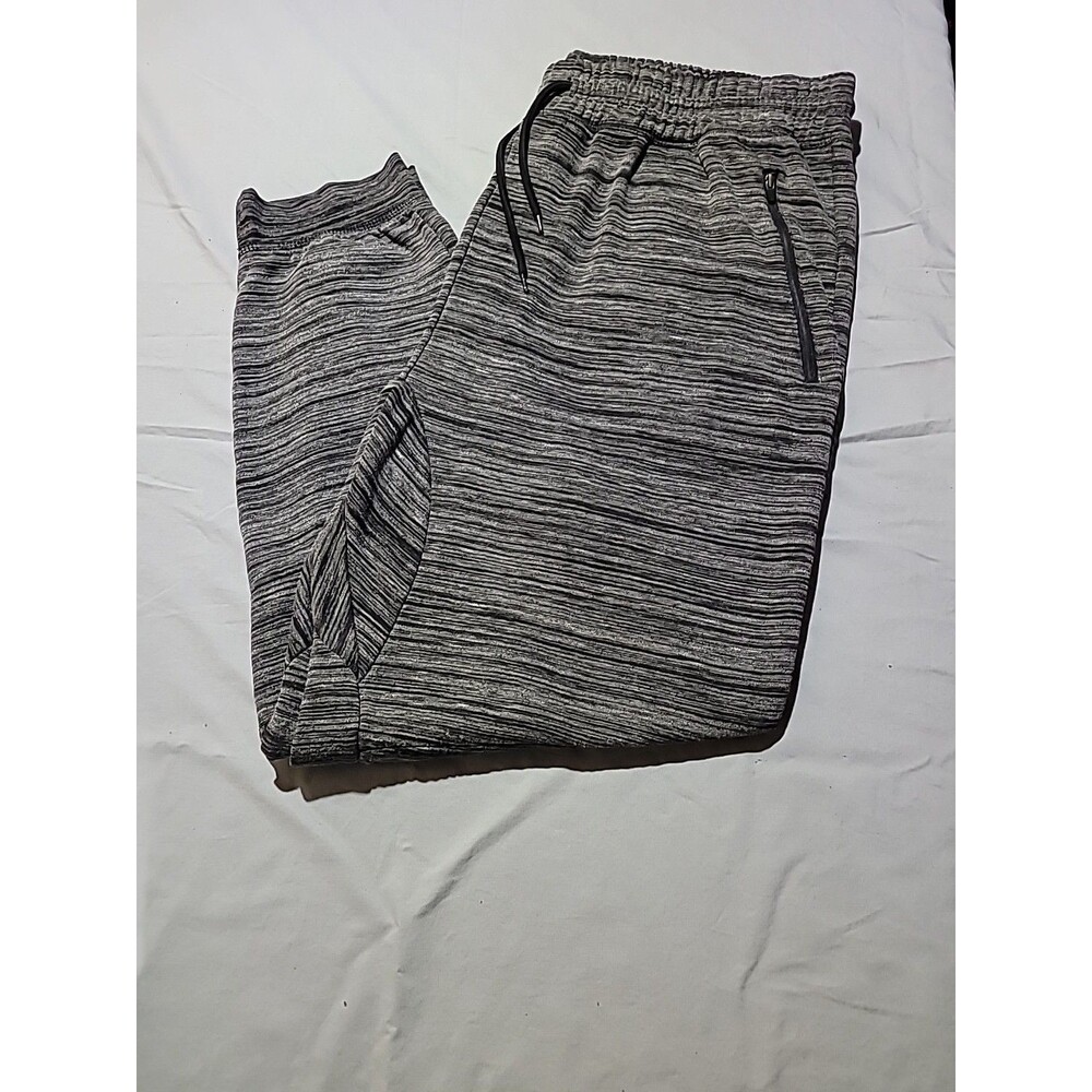 Brooklyn Cloth Grey Striped Print Fleece Jogger With Pockets Size Men's 3XL